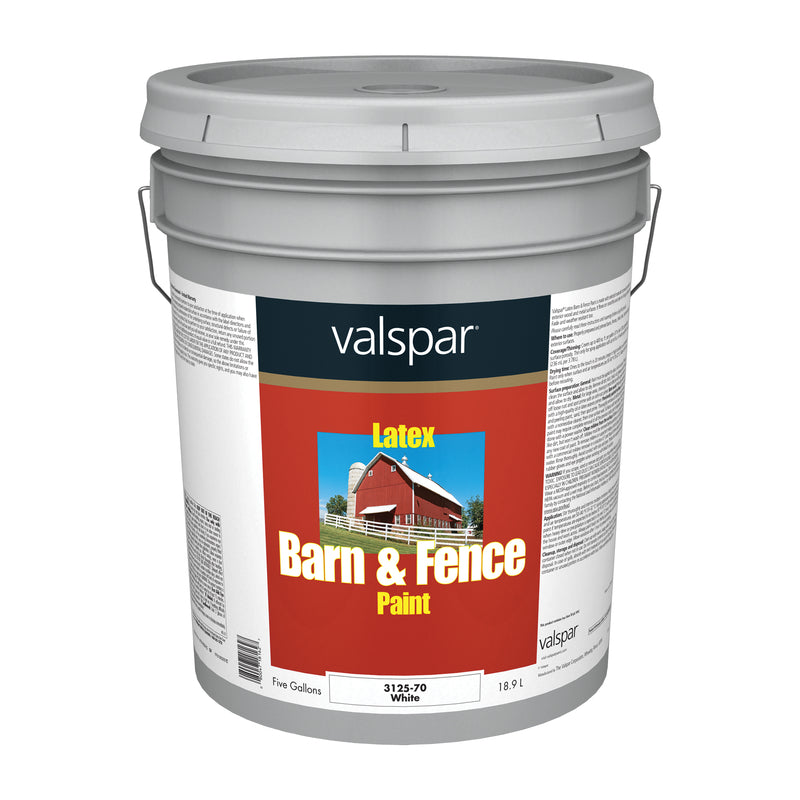 VALSPAR CORPORATION, Valspar Flat White Water-Based Barn and Fence Paint Exterior 5 gal