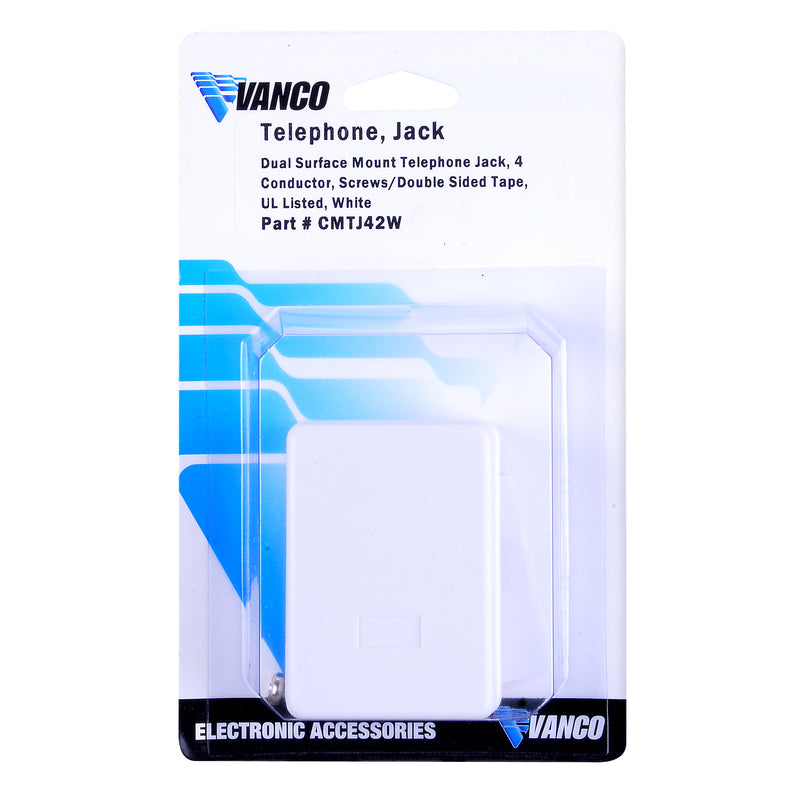 VANCO INTERNATIONAL LLC, Vanco 2-Jack Phone Jack Surface-Mount