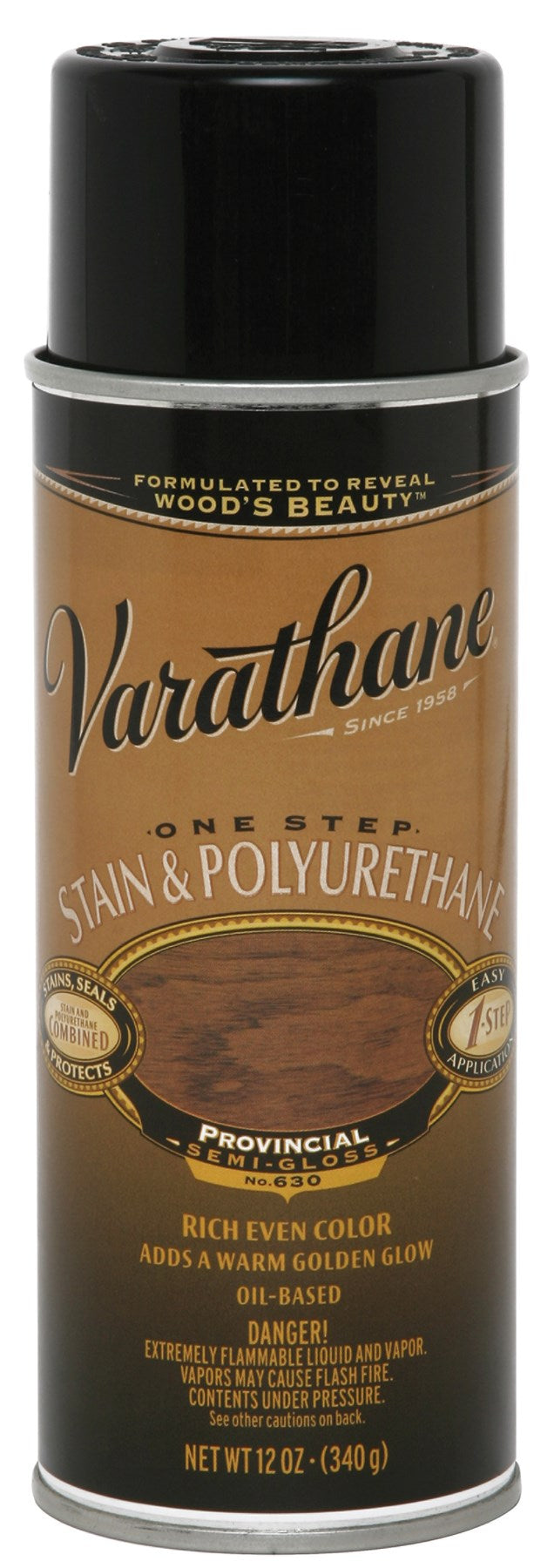 RUST-OLEUM CORP, Varathane 243865 12 Oz Provincial 1Step Oil Based Stain & Polyurethane Spray