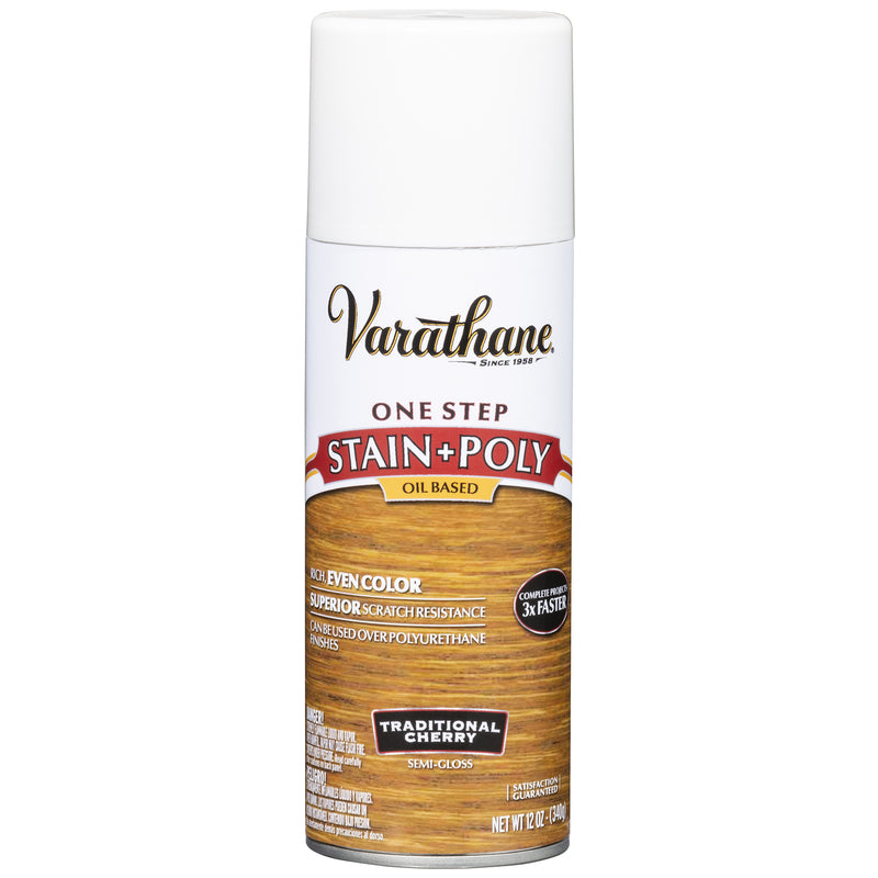 RUST-OLEUM CORP, Varathane 243866 12 Oz Cherry One Step Oil Based Stain & Polyurethane Spray