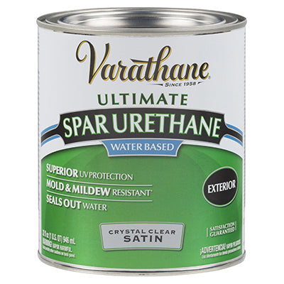 RUST-OLEUM CORP, Varathane Clear Satin Sheen 275 g/L Water Based Spar Varnish  90 sq. ft. Coverage 1 qt.