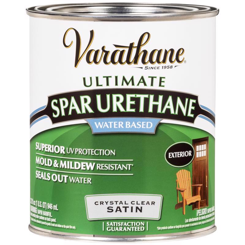 RUST-OLEUM CORP, Varathane Clear Satin Sheen 275 g/L Water Based Spar Varnish  90 sq. ft. Coverage 1 qt.