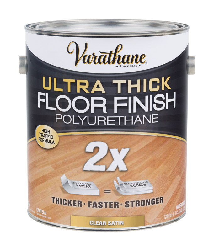 RUST-OLEUM CORP, Varathane Transparent Satin Clear Water-Based Acrylic Urethane Floor Finish 1 gal (Pack of 2).