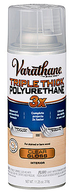 RUST-OLEUM CORP, Varathane Triple Thick Transparent Clear Gloss Polyurethane 11.25 oz. (Pack of 6)