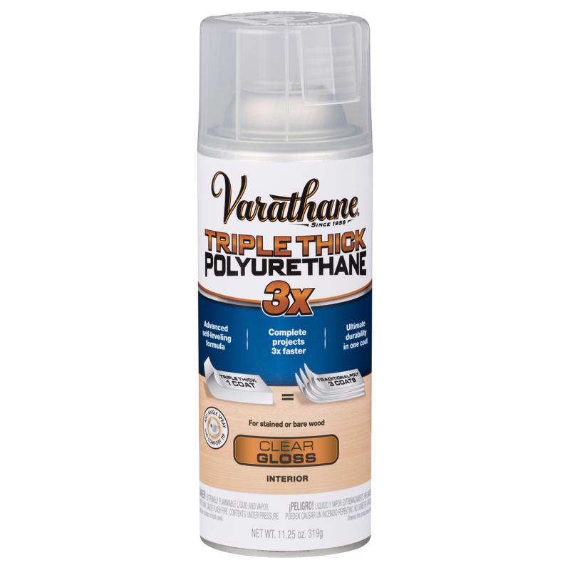 RUST-OLEUM CORP, Varathane Triple Thick Transparent Clear Gloss Polyurethane 11.25 oz. (Pack of 6)