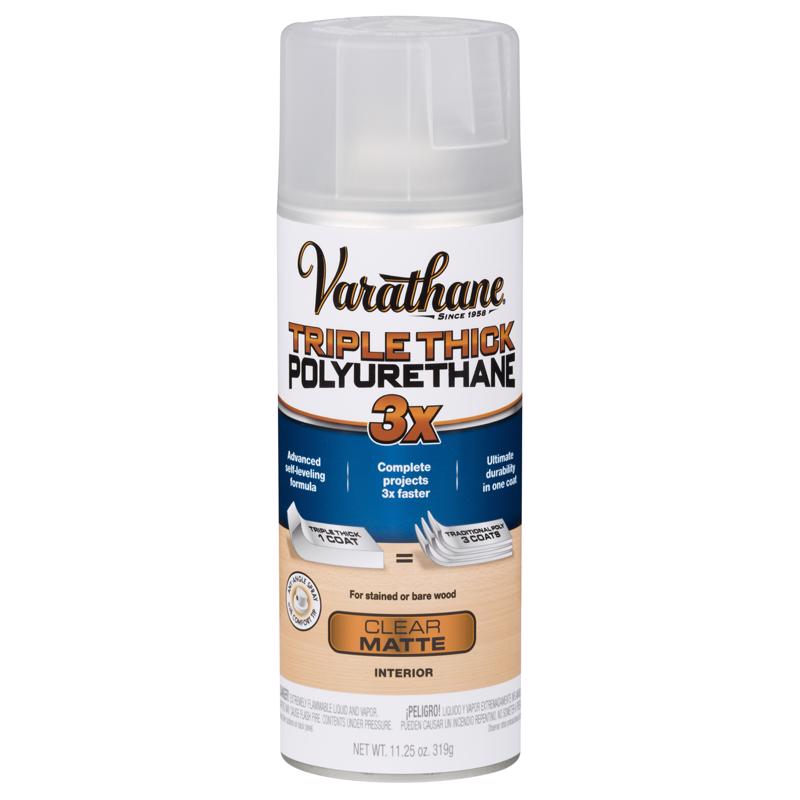 RUST-OLEUM CORP, Varathane Triple Thick Transparent Clear Matte Polyurethane 11.25 oz. (Pack of 6)